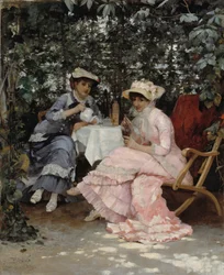 Assis sous la tonnelle